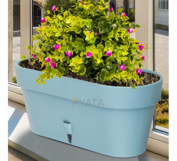 Овальный горшок для цветов с автополиванием «LATINA WINDOW BOX» 17*39,5см, 6,7л Нефрит (DRKJ)