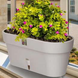 Овальный горшок для цветов с автополиванием «LATINA WINDOW BOX» 17*39,5см, 6,7л Песочный (DRKJ)