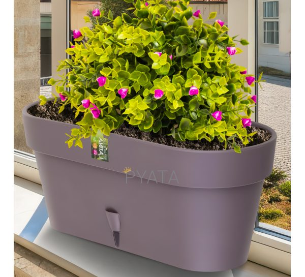 Овальний горщик для квітів з автополиванням «LATINA WINDOW BOX» 17*39,5см, 6,7л Шаде (DRKJ)