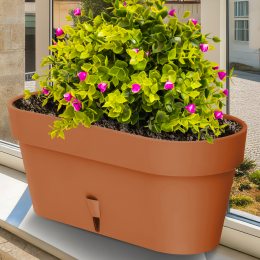 Овальный горшок для цветов с автополиванием «LATINA WINDOW BOX» 17*39,5см, 6,7л Терракот (DRKJ)