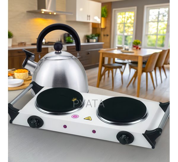 Портативна настільна електрична плита 2 конфорки чувунний диск Star Chef St-8100A/1982 1500 Вт (JS)