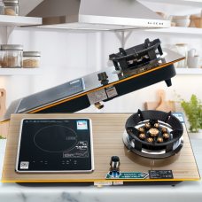 Індукційна плита та газовий стіл SNIEMNTS 1539, 2 врізні конфорки, Коричневий (JS)