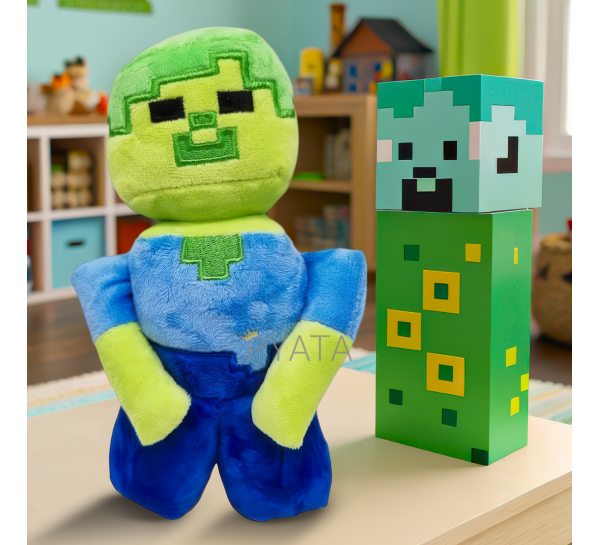 Детская мягкая игрушка-брелок фигурка из игры Minecraft Зомби (AX)