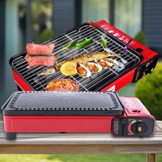 Туристичний газовий гриль 2 в 1, портативний, у кейсі для кемпінгу, барбекю (JS)