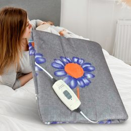 Ефективне полуторне зігріваюче простирадло для ліжка LUX 120x160 см 220V Сірий з квіткою