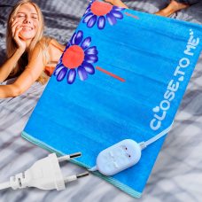 Полуторне зігріваюче простирадло з перемикачем LUX 140x160 см 220V Блакитний з квіткою