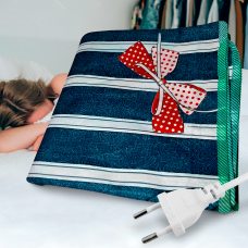 Сетевая полуторная электропростынь с регулятором температуры LUX 75x160 см 220V Темный в полоску