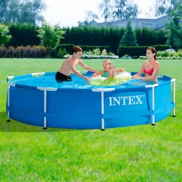 Круглий каркасний вуличний басейн для всієї родини Intex 28210 Metal Frame Pool, 366х76 см, 6503 л