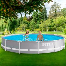 Вуличний садовий каркасний басейн з тришарового ПВХ Intex 26710 Prism Frame Pool, 366 х 76 см