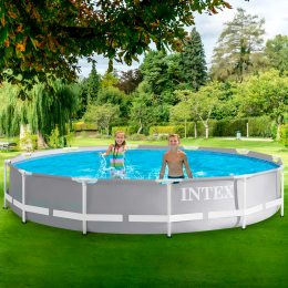 Уличный садовый каркасный бассейн из трехслойного ПВХ Intex 26710 Prism Frame Pool, 366 х 76 см