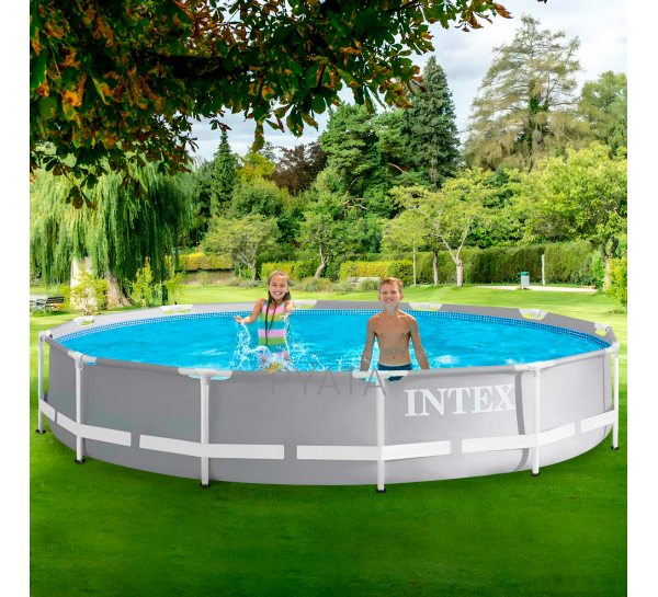 Уличный садовый каркасный бассейн из трехслойного ПВХ Intex 26710 Prism Frame Pool, 366 х 76 см