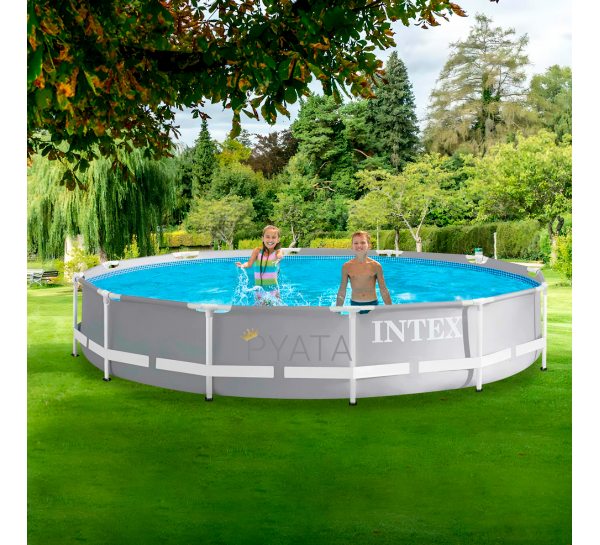 Вуличний садовий каркасний басейн з тришарового ПВХ Intex 26702 Prism Frame Pool, 305 х 76 см