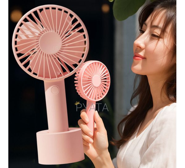 Портативний настільний вентилятор MiniFan безшумний USB/акумулятор, Рожевий