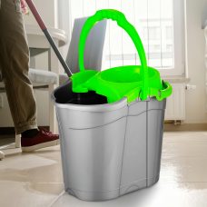 Ведро под швабру с ручкой и насадкой для отжима (без швабры в комплекте) 14л Серо-салатовый (DRK)