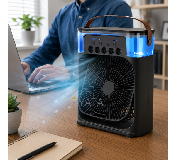 Мощный портативный настольный USB-C кондиционер 3 скорости 500 мл Arctic Air Cooler Fan ICE Черный (X26)