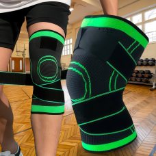 Спортивный эластичный компрессионный фиксатор-наколенник Knee Support WN-26 размер XXL Черный с зеленым (205)