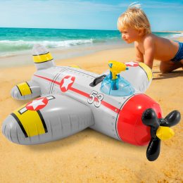 Детский игрушечный надувной плот для плавания с водяным пистолетом INTEX 57537 "Самолет" до 45 кг Серый