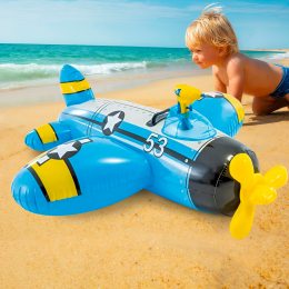 Детский игрушечный надувной плот для плавания с водяным пистолетом INTEX 57537 "Самолет" до 45 кг Синий