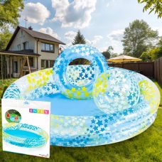 Дитячий надувний басейн з колом та м'ячем для купання 156л "Зірочки" INTEX 59460 Прозорий