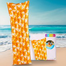 Надувний пляжний матрац з подушкою для плавання Intex 59712 «Мозаїка» Помаранчевий