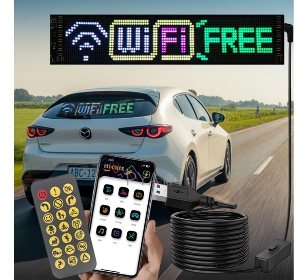  Гнучка LED панель Type-C 5V/2A Bluetooth, пульт на скло авто або декору дому 16x64/375*92мм (AX)