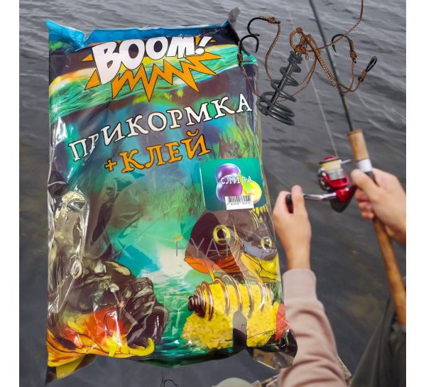 Рыбацкая прикормка для рыбы BOOM клей 1кг Слива