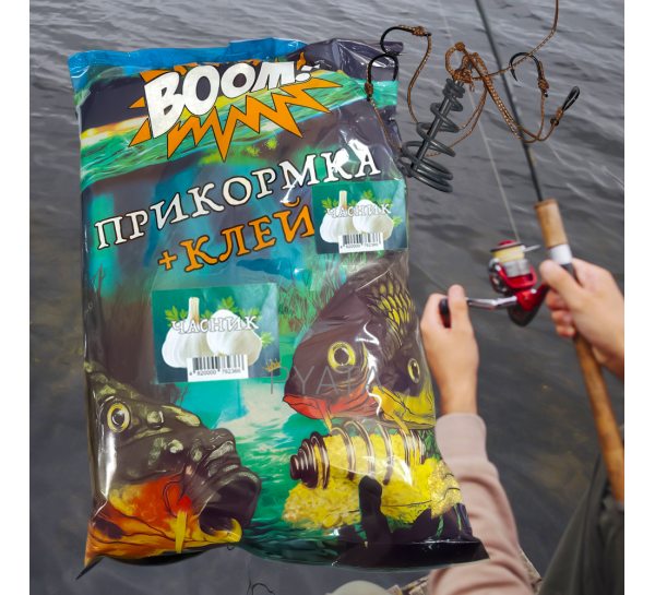 Рыбацкая прикормка для рыбы BOOM клей 1кг Чеснок