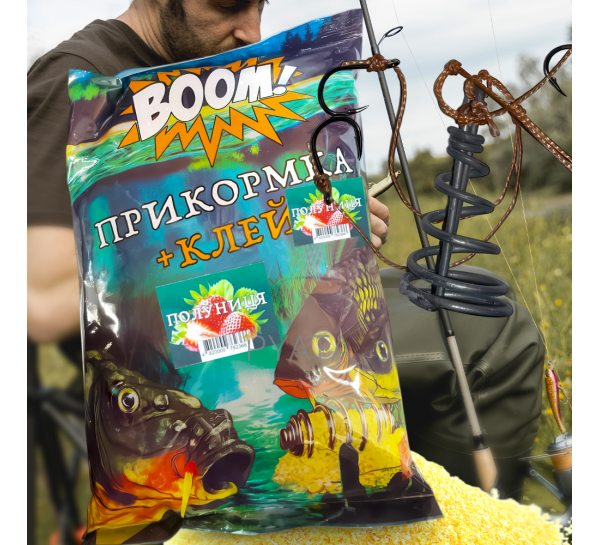 Рыбацкая прикормка для рыбы BOOM клей 1кг Клубника