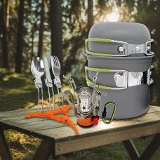 Набір туристичного посуду з пальником COMPSOR - 203/1286 для приготування їжі на природі (JS)