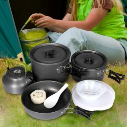 Универсальный туристический набор посуды из алюминия и пластика Cooking Set DS-309/1132 (JS)