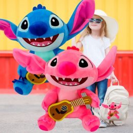 Дитяча яскрава м’яка іграшка-брелок для рюкзаку Stitch з гітарою 8382 (AX)