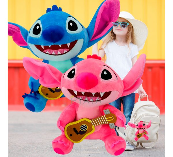Дитяча яскрава м’яка іграшка-брелок для рюкзаку Stitch з гітарою 8382 (AX)