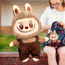 Детская мягкая плюшевая маленькая игрушка-брелок Лабубу 9300 Бежевый (AX)