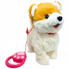 Дитяча пухнаста інтерактивна іграшка Собачка на повідку, яка ходить, співає та гавкає Акіта-іну А9-59 (AX)