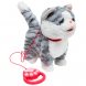 Детская мягкая интерактивная игрушка Котенок, который ходит мяукает и поет с поводком-пультом A9-58 Серый (AX)