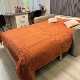 Двоспальне плед-покривало Lisa стільники «Затишок» 220*200 см Теракотовий (ВОТ)