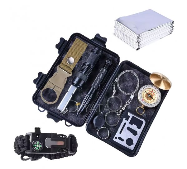 Набір для виживання кемпінгу туристичний 12 в 1,  компактний мультитул 1934 (JS)