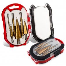 Набор ступенчатых сверл 1874  с титановым покрытием в кейсе, 6 штук (JS)