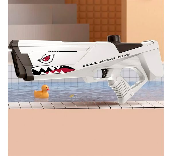 Игрушечный детский водяной пистолет-бластер на аккумуляторе для активных игр Waterblaster Shark C2030 Белый