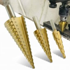 Ступінчасті свердла 1925 конусні по металу Ø4-32 мм, набір 3 шт. (JS)