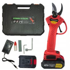 Ножиці-секатор садовий акумуляторний Lithium Scissors 48Vf на 2 акумулятора, Червоний (AMN)