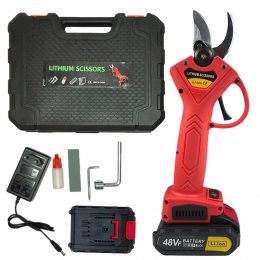 Ножиці-секатор садовий акумуляторний Lithium Scissors 48Vf на 2 акумулятора, Червоний (AMN)