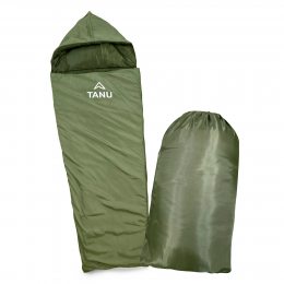 Туристический теплосберегающий спальный мешок TANU -17С°, 350 г/м2, размер 215х80 см. Олива (BR)