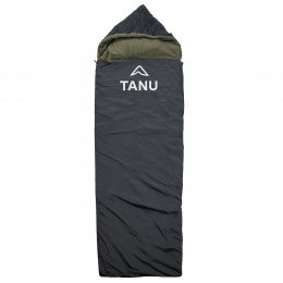 Спальный мешок с подушкой TANU Батал флисовый -30°, синтепон 350 г/м2, размер 220*90 см Черный (BR)