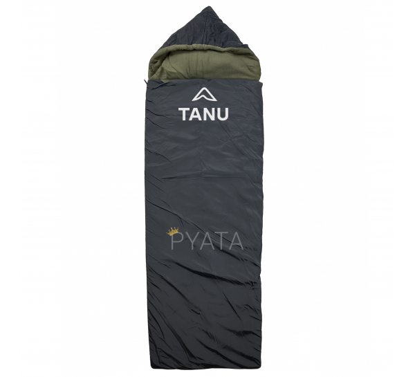 Спальный мешок с подушкой TANU Батал флисовый -30°, синтепон 350 г/м2, размер 220*90 см Черный (BR)