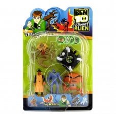 Игрушечный набор из 4 фигурок с часами G01966/0803-7 BEN10 5 серии (Жук+Краб+Ион+Адватай) светящиеся (NI) 