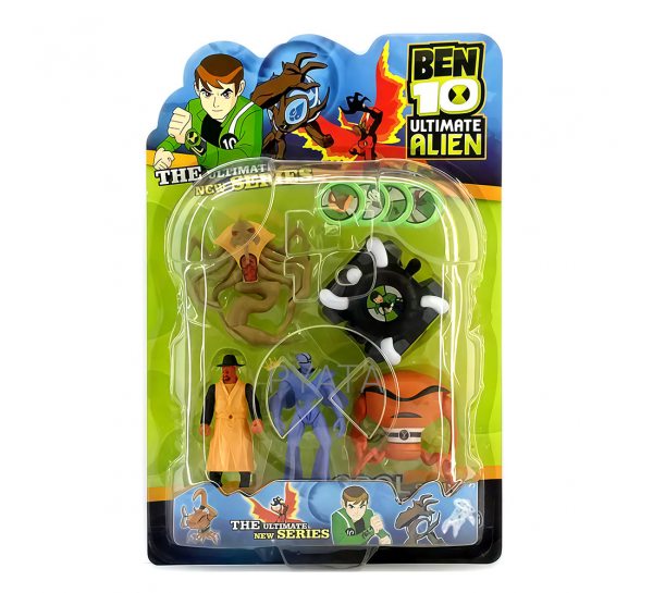 Игрушечный набор из 4 фигурок с часами G01966/0803-7 BEN10 5 серии (Жук+Краб+Ион+Адватай) светящиеся (NI) 