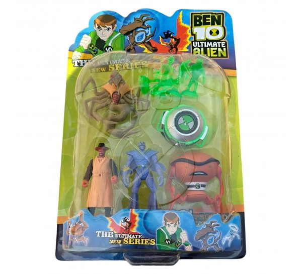 Игровой детский набор из 4 светящихся фигурок G01967/0803-8 герои мультфильма BEN10 5 серии + часы (NI)