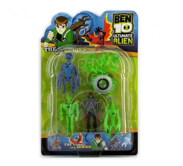 Набор из 4 фигурок с часами G01970/0803-11 BEN10 5 серии (Кристал + Желе + рототипы) светящиеся (NI) 