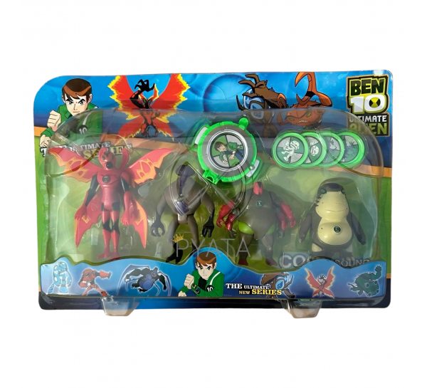 Детский набор игрушек-фигурок, 4 шт G01961/0842-20 BEN10 5 серии + часы в блистере (NI)